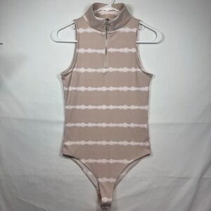 Jennifer Lopez‎ Bodysuit Ribbed Tie Dye Sleeveless Mock Neck Top Sz Small